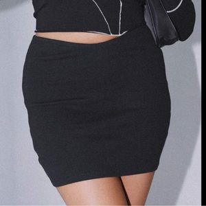 Princess Polly Ribbed Black mini skirt
